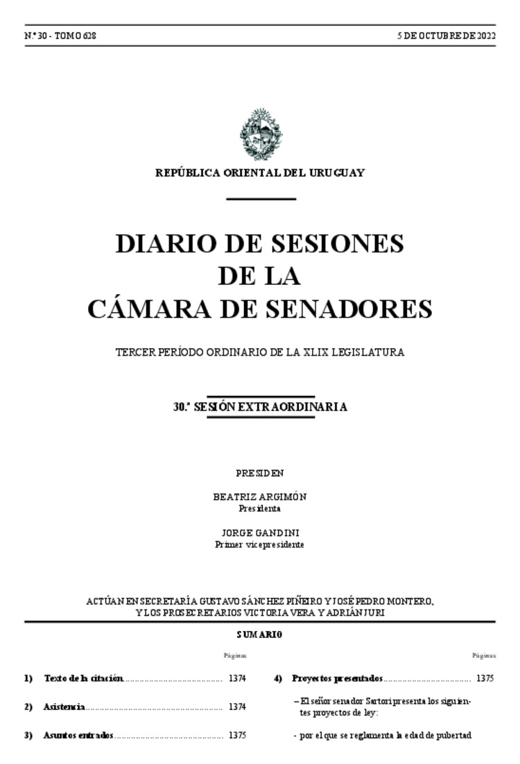 DIARIO DE SESIONES DE LA CAMARA DE SENADORES del 05/10/2022